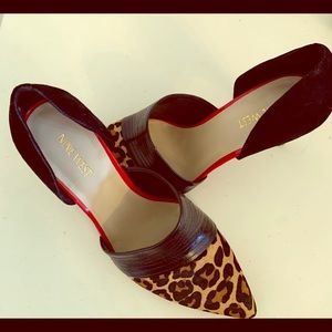 Nine West Black Leather and Leopard print